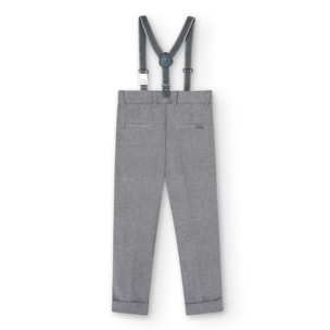 Pantalón lino para niño en botón de color gris liso