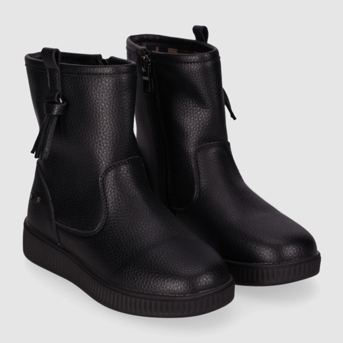 Botines de Piel - Negro - Tacón: Bajo