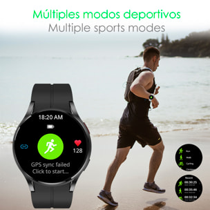 DAM Smartwatch R6 Pro Max, pantalla AMOLED, +100 modos deportivos. Llamadas BT, notificaciones push. Monitor glucosa en sangre. 4,15x1,1x4,9 Cm. Color: Negro