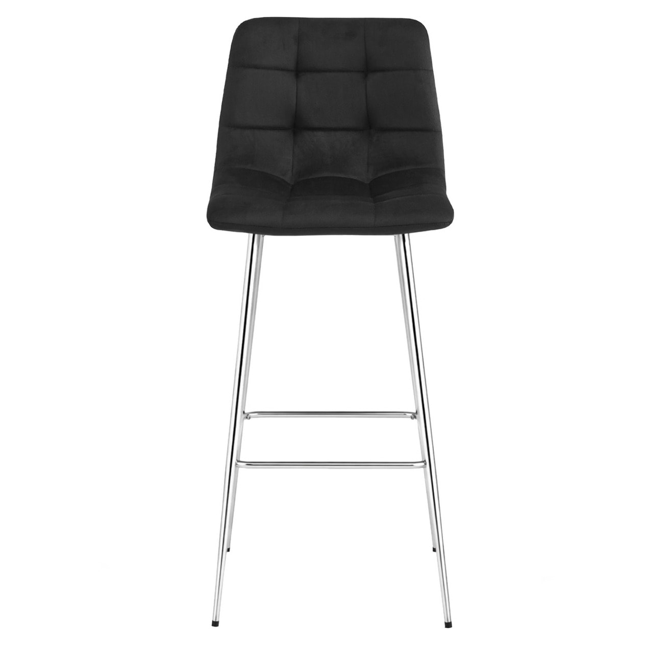 Sgabello Arceto in velluto nero con gambe cromate