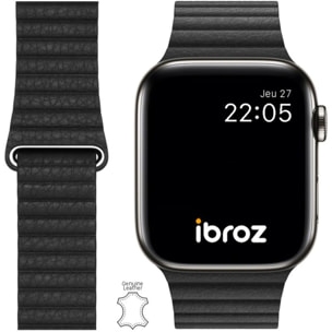 Bracelet IBROZ Apple Watch Cuir Loop 42/44/45mm noir