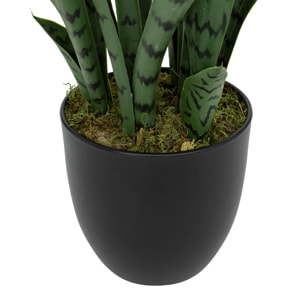 Planta artificial Sansevieria Toby Macetero negro H90cm