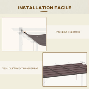 Toile de rechange pour pergola rétractable 4 x 3 m polyester haute densité 180 g/m² imperméabilisé chocolat