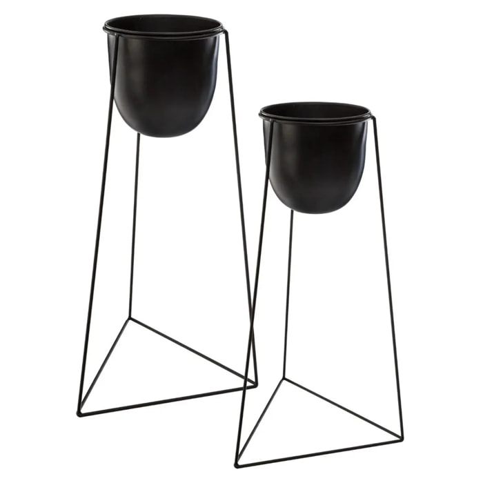 Set de 2 pots métal noir