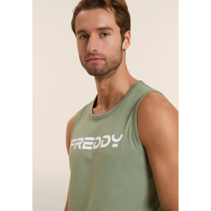 Canotta in cotone con retro vogatore e logo FREDDY