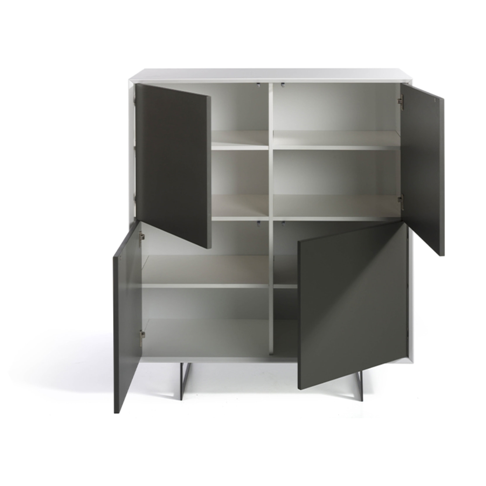 Aparador TIBER - 4 puertas - gris, blanco y negro - 110x45x125cm
