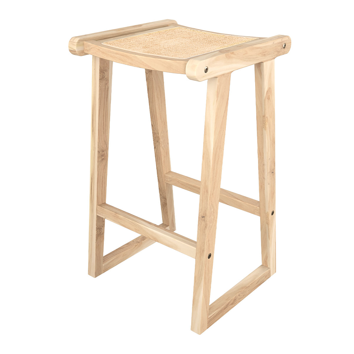 Tabouret pour îlot central 66 cm en teck et rotin naturel - Haida