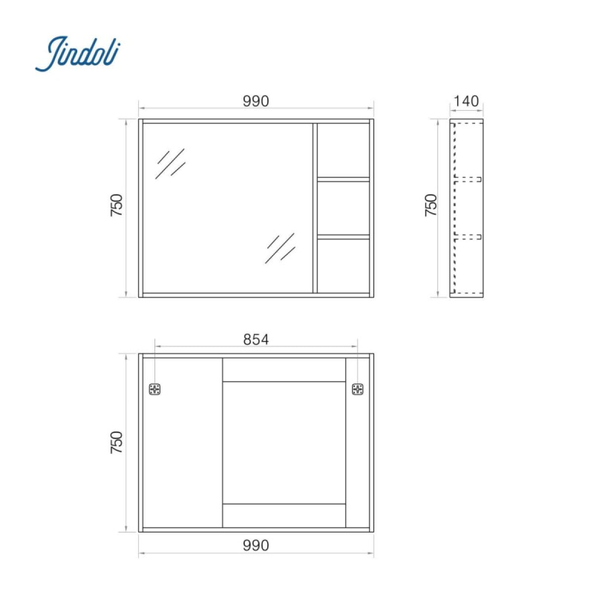 Armoire de toilette miroir 100 cm chêne gris Aquanoma