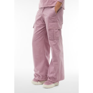 Pantaloni cargo in canvas tinto capo