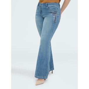 Fiorella Rubino - Jeans Flare con ricami floreali - Blu