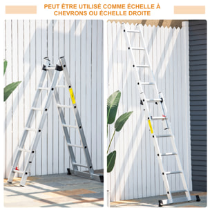 Échelle multifonction pliable aluminium 2 positions 2,49 m 10 échelons certification NF EN131 max. 150 Kg
