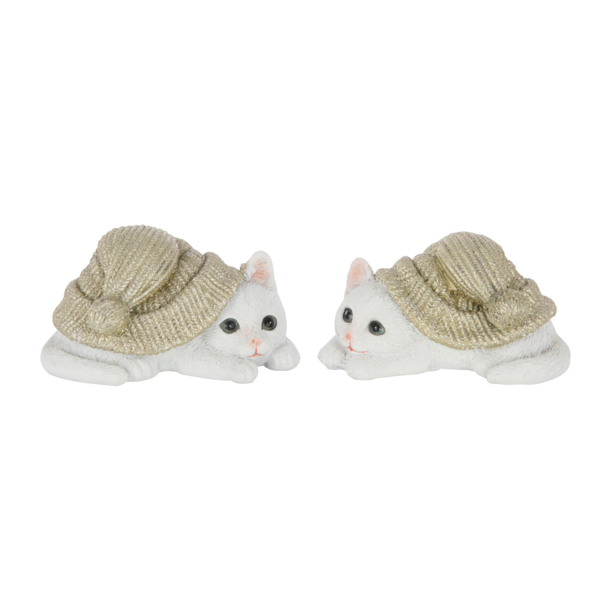 J-Line figurine Chat - polyrésine - vert/blanc - small - 2 pcs