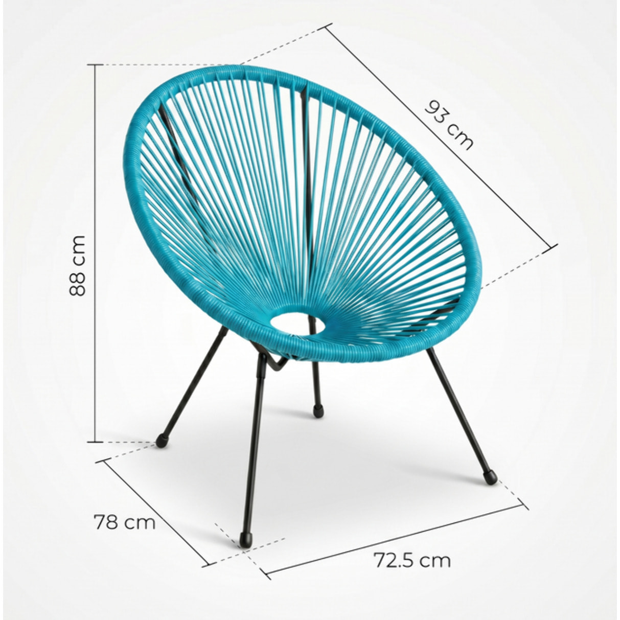 Sedia da giardino in acciaio e vimini sintetico multistring, poltrona outdoor design moderno, resistente a UV e acqua, antiruggine e facile da montare, seduta ergonomica e traspirante, ideale per balcone terrazzo e giardino