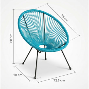 Sedia da giardino in acciaio e vimini sintetico multistring, poltrona outdoor design moderno, resistente a UV e acqua, antiruggine e facile da montare, seduta ergonomica e traspirante, ideale per balcone terrazzo e giardino