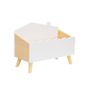 Coffre à jouets enfant effet bois. blanc. L 58 x P 28 x H 44.5 cm