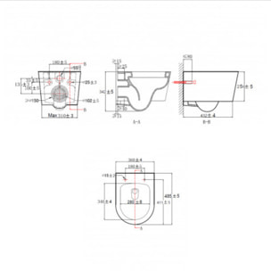 Pack WC Bati-support Geberit UP720 slim + WC sans bride Swiss Aqua Technologies + plaque noire mat (SLIMBLSATA)