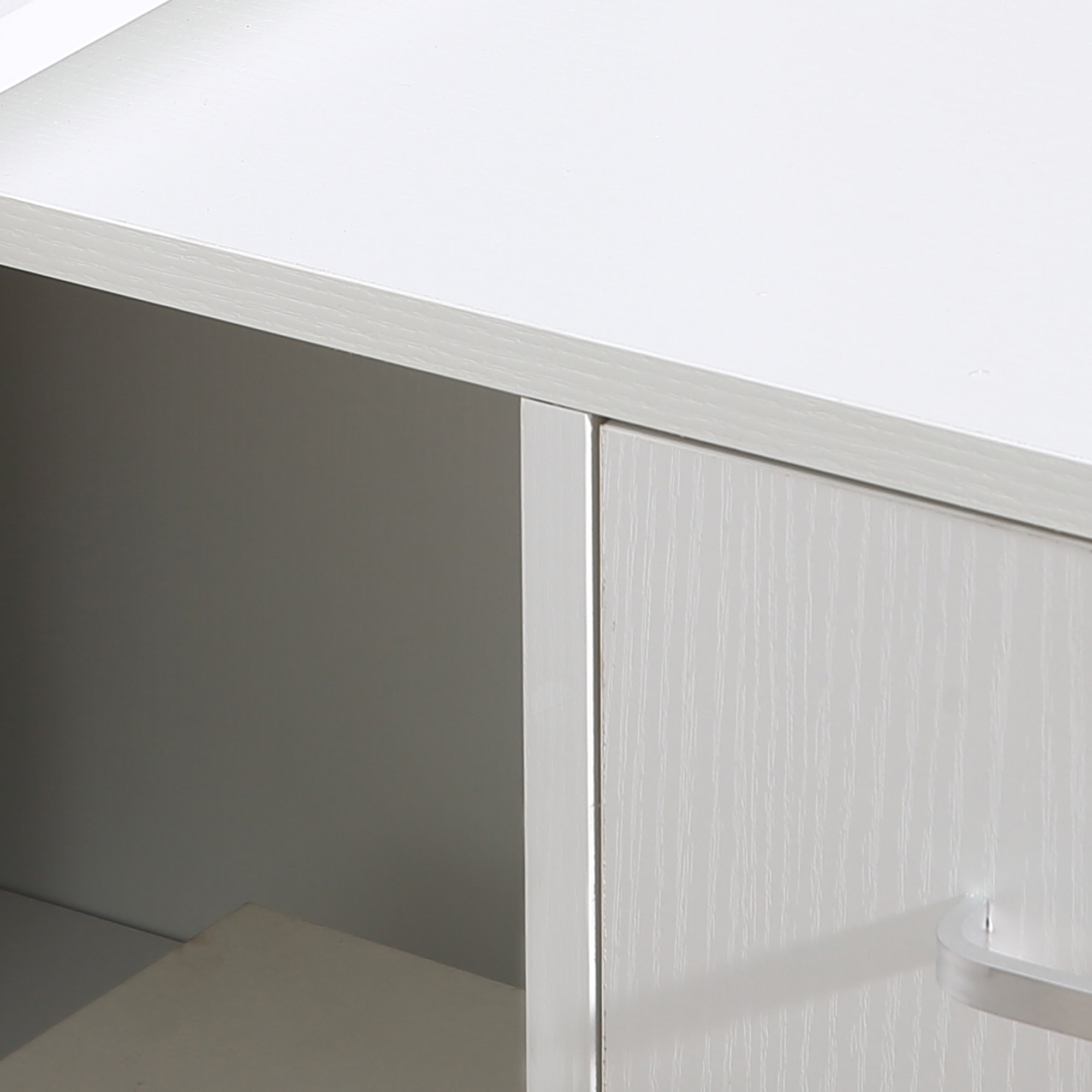 Bureau d'angle ou droit modulable bibliothèque tiroir une porte blanc