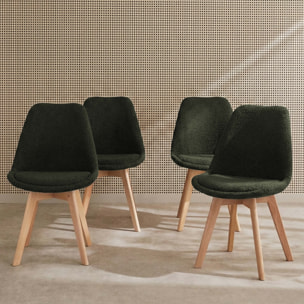 Chaise scandinave bois de hêtre et bouclette (lot de 4) NILS