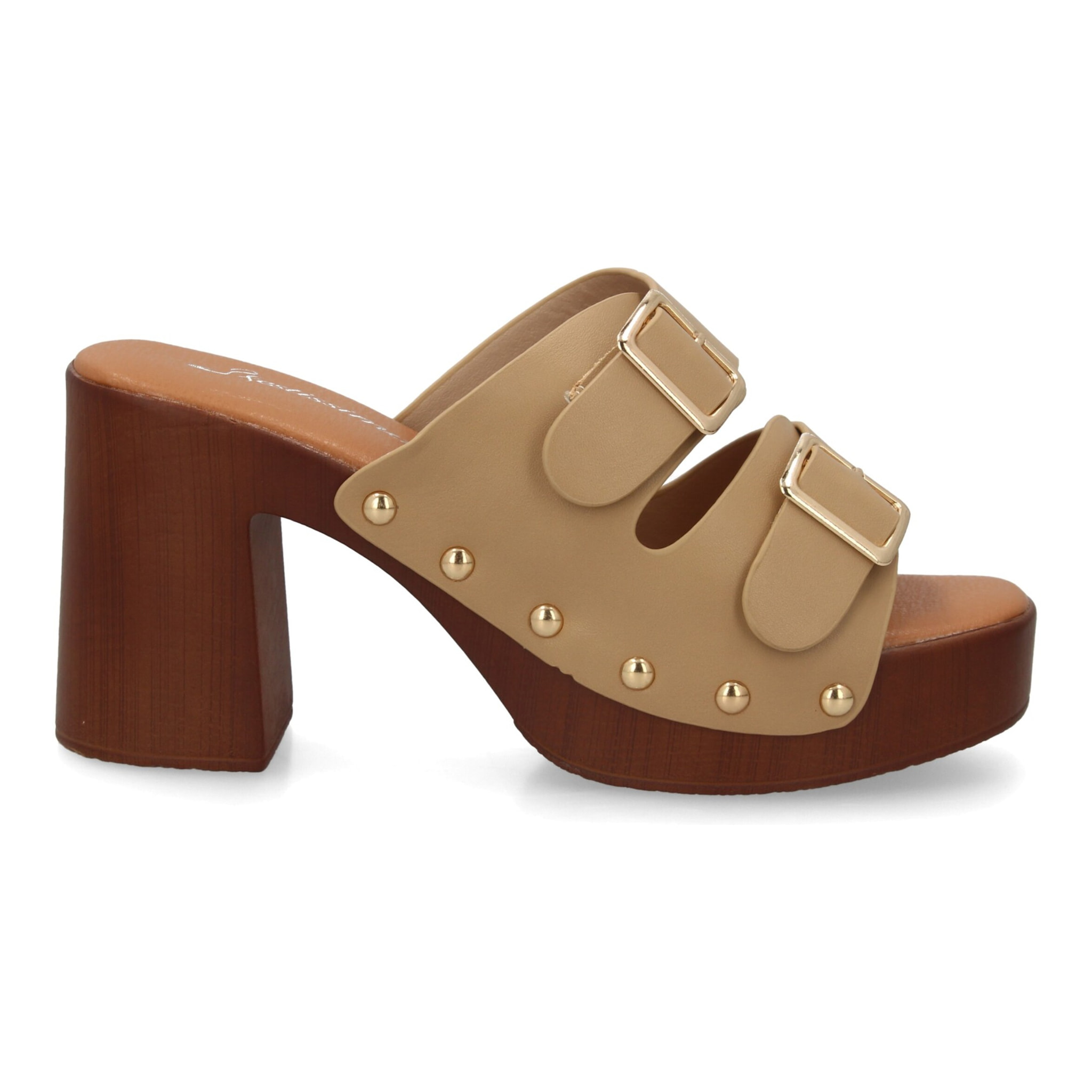 Sandalia plataforma mujer con hebillas y tachuelas