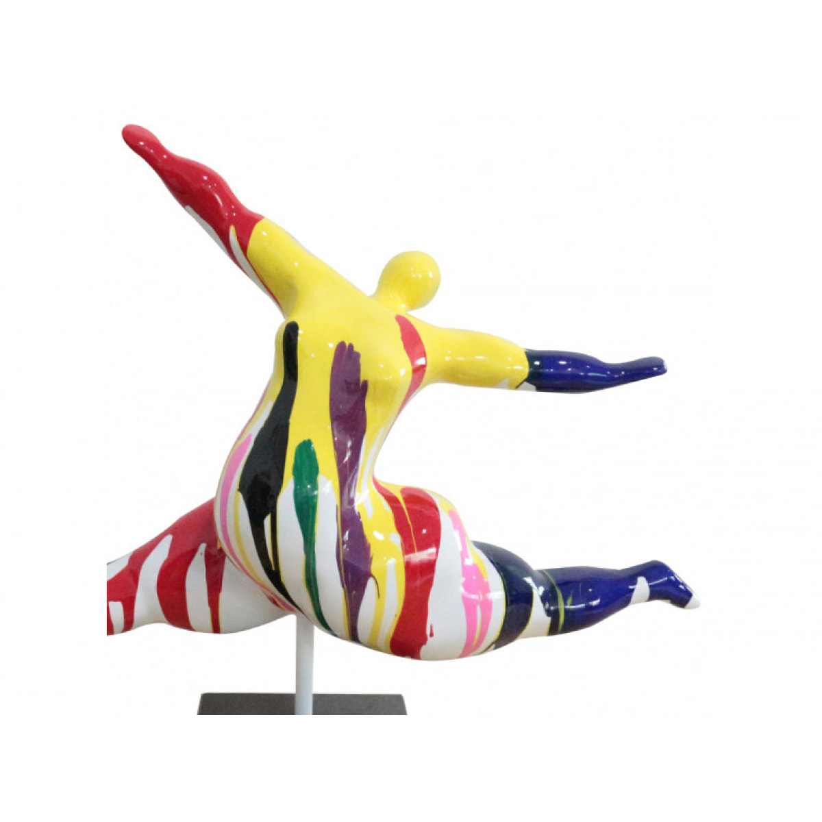 Statue femme ronde qui saute multicolore en résine H46cm - JUMP