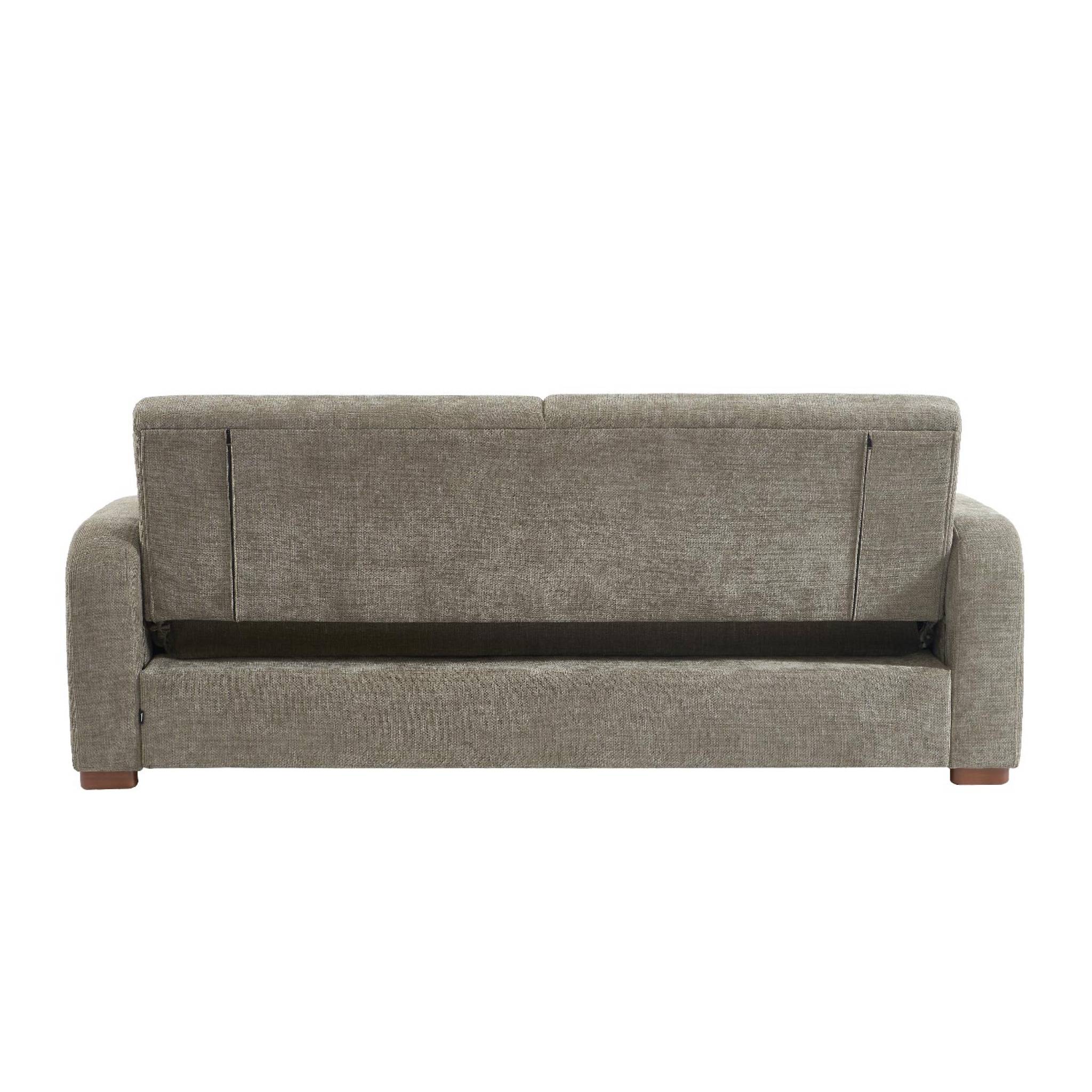 Canapé convertible 3 places tissu vert de gris L 211 x P 92 x 85cm  - Dany