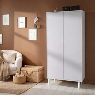 Armoire 2 portes avec étagères et penderie - ouverture push