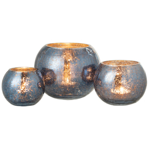 J-Line photophore Boule Craquele Effet Nacré - verre - bleu - large