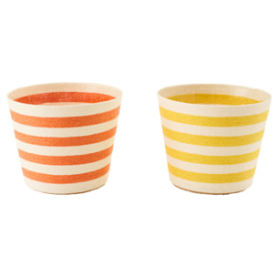 J-Line cache-pot Ligné - papier - jaune/orange - extra large - set de 2