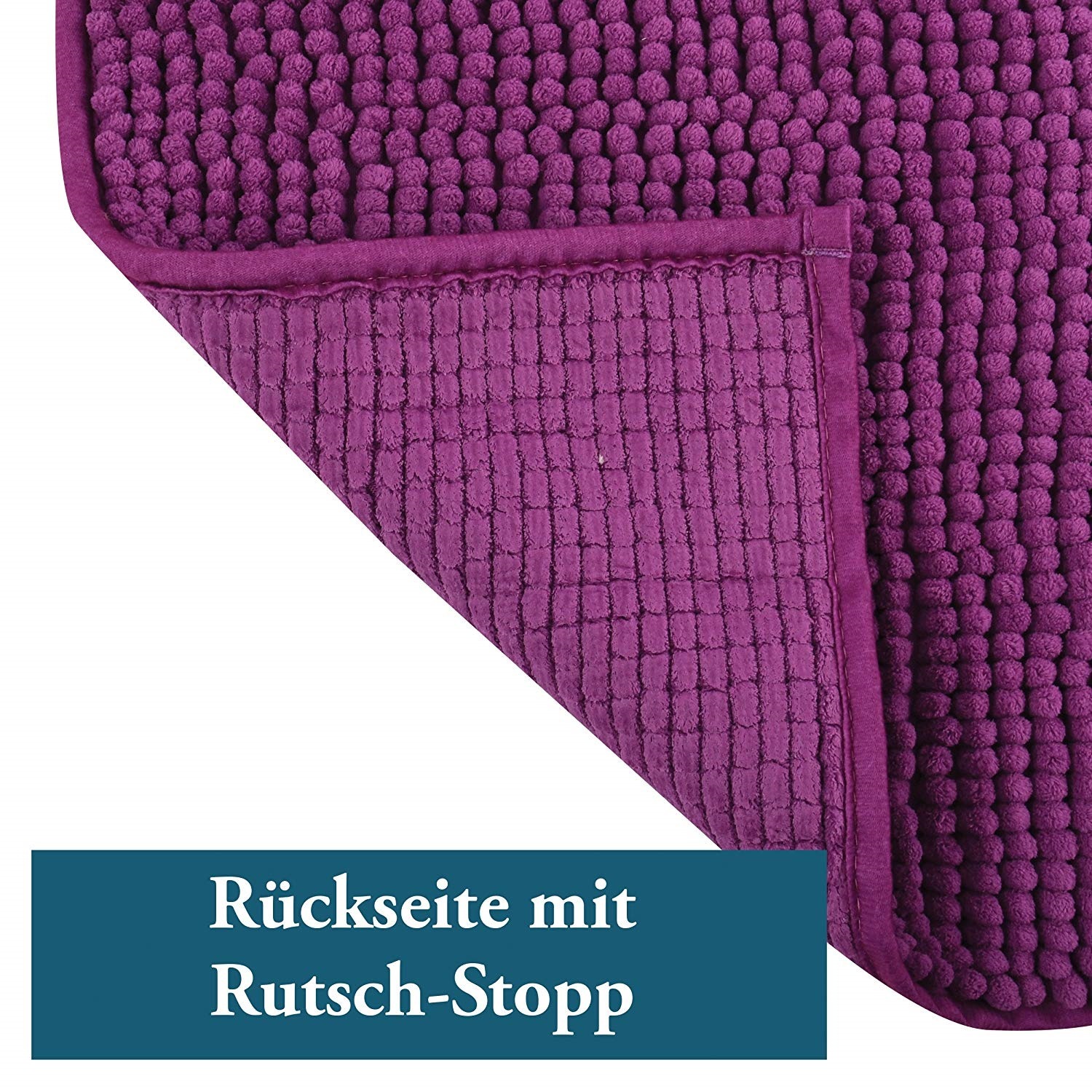 Alfombra de baño MSV "Chenille" de microfibra en color morado 60 x 90 cm