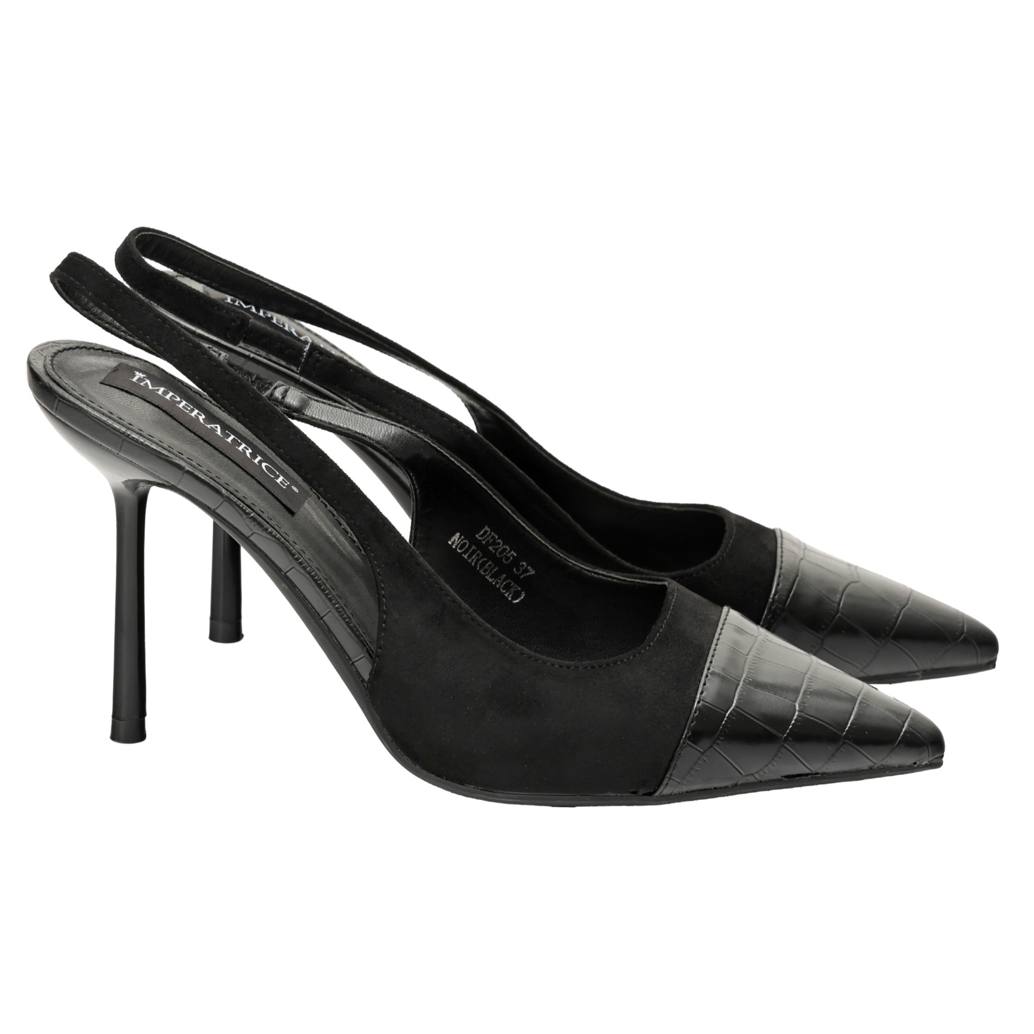 Decolletè in simil-pelle scamosciata con punta pitonata