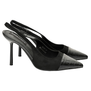 Decolletè in simil-pelle scamosciata con punta pitonata