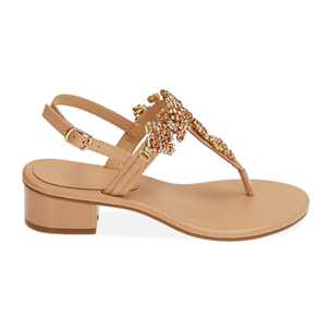 Sandalias planas nude, tacón de 3,5 cm