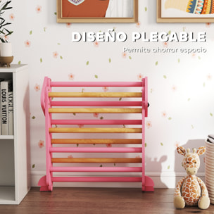 7 en 1 Triángulo de Escalada Montessori con Arco y Rampa, Escalada para Niños de Madera Plegable, para 18-48 Meses, para Deslizarse o Escalar, 188x70 cm, Rosa