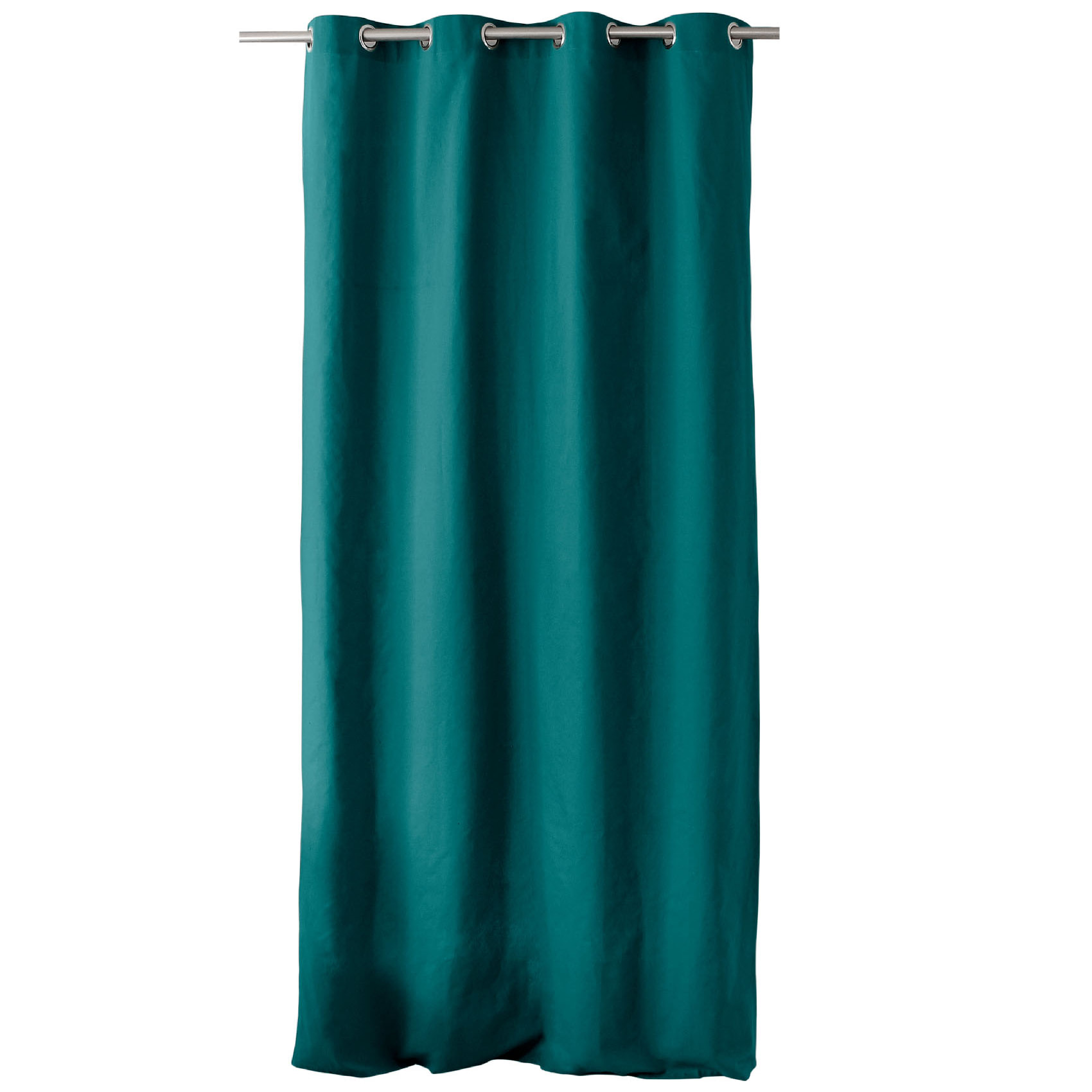 Rideau coloré en pur coton 8 œillets - Vert emeraude