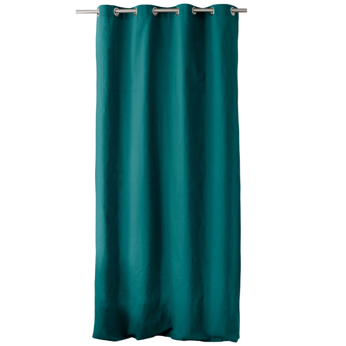 Rideau coloré en pur coton 8 œillets - Vert emeraude