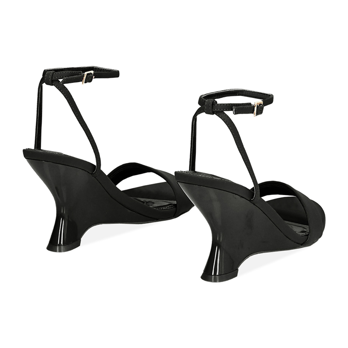 Sandali neri in lycra, zeppa 9 cm