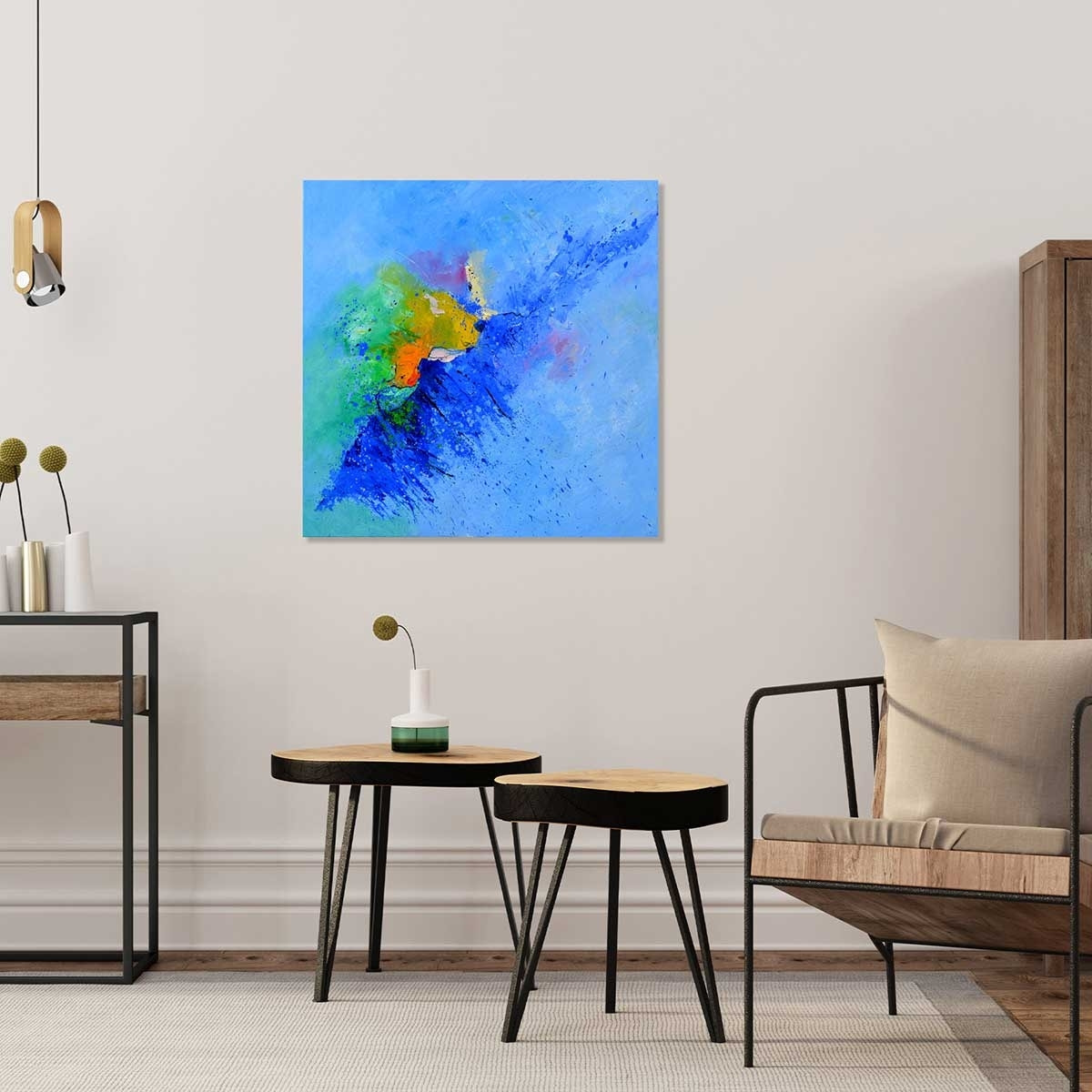 Tableau art abstrait vague de bleu Toile imprimée