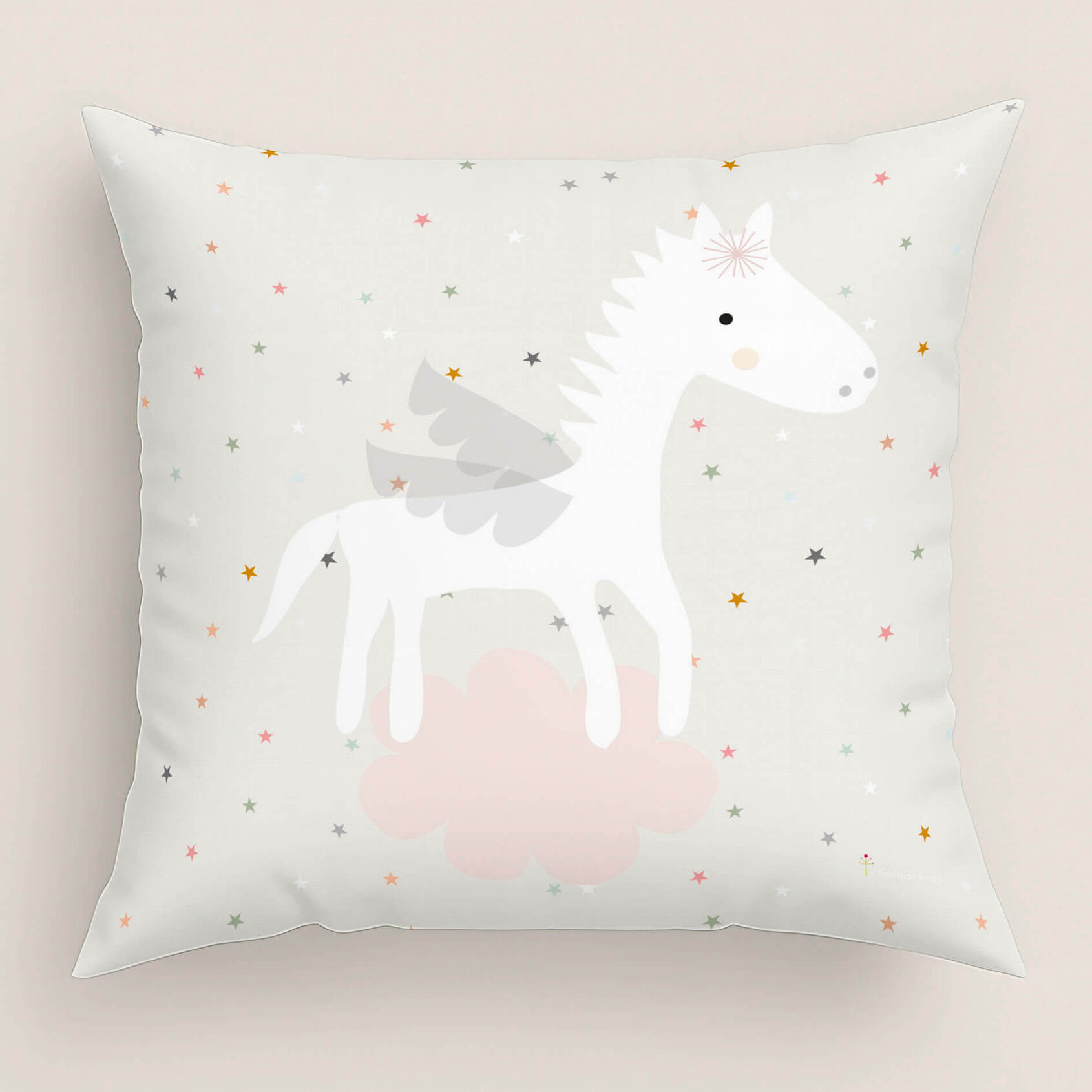 Funda de Cojín Estampado - Con Cremallera - Sin relleno - 100% Algodón - Pegaso Mágico