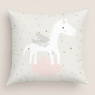 Funda de Cojín Estampado - Con Cremallera - Sin relleno - 100% Algodón - Pegaso Mágico