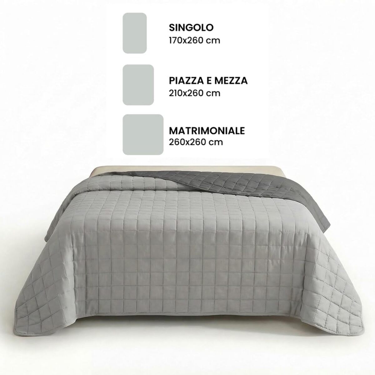 Copriletto matrimoniale estivo leggero double face 260x260 cm, trapunta estiva traspirante e morbida, coperta primaverile elegante e moderna, design reversibile per doppio stile, ideale per stagione calda, resistente e facile da lavare