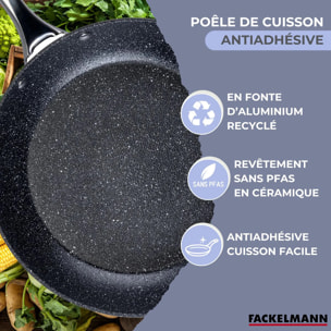 Poêle 28 cm fonte aluminium revêtement antiadhésif céramique sans PFAS Fackelmann