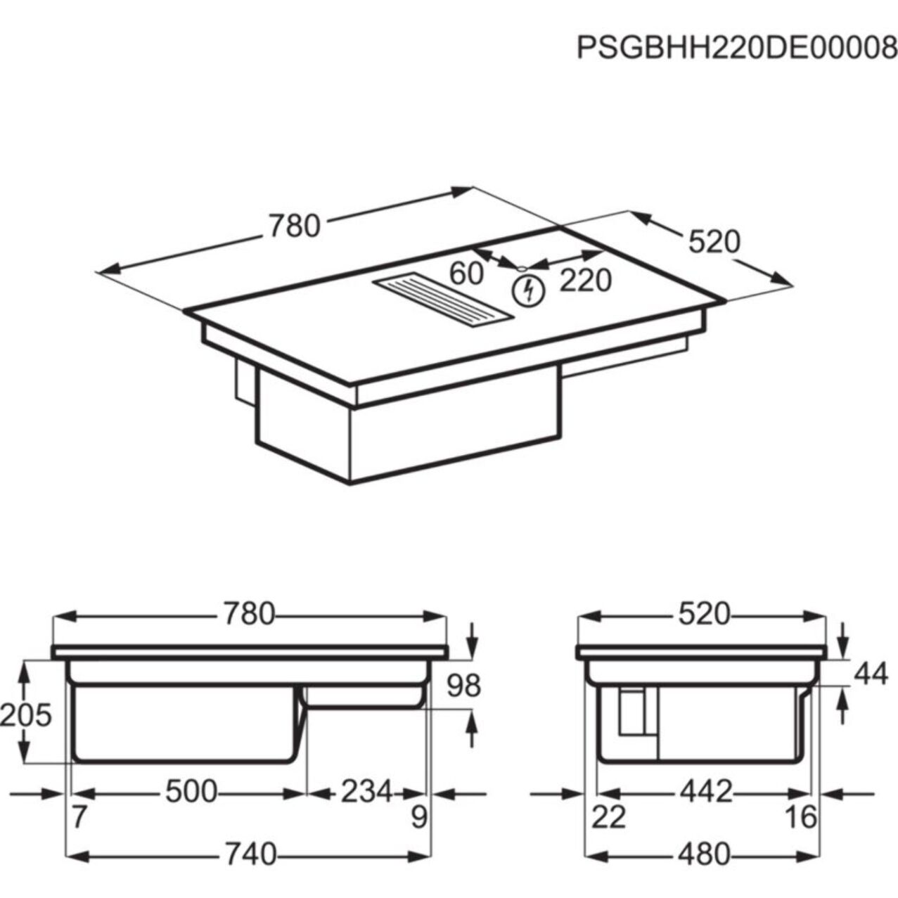 Table induction aspirante ELECTROLUX KCC83443 recyclage