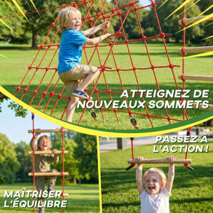 Parcours d'obstacles Ninja enfants 10 M charge 100 kg PP rouge