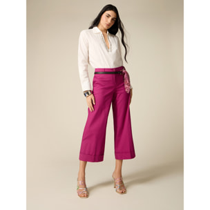 Oltre - Pantalones cropped de mezcla de algodón - Violeta