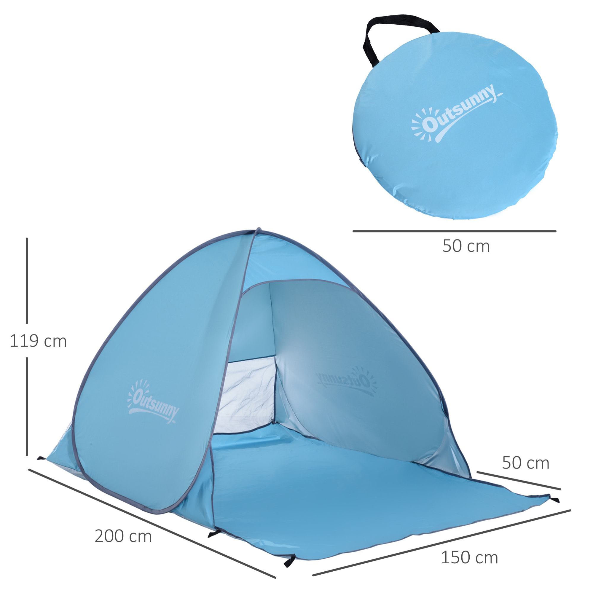 Tienda De Campaña de Poliéster Acero 200x150x115cm Azul
