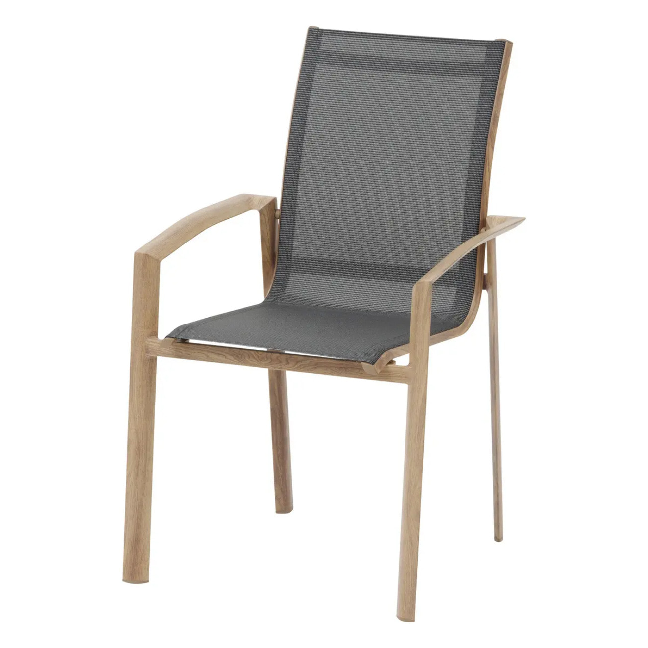 Fauteuil de jardin empilable "Axant" gris poivre & honey aluminium et texaline