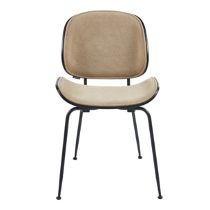 Set da 4 sedie con struttura nera in tessuto khaki - Elizabeth