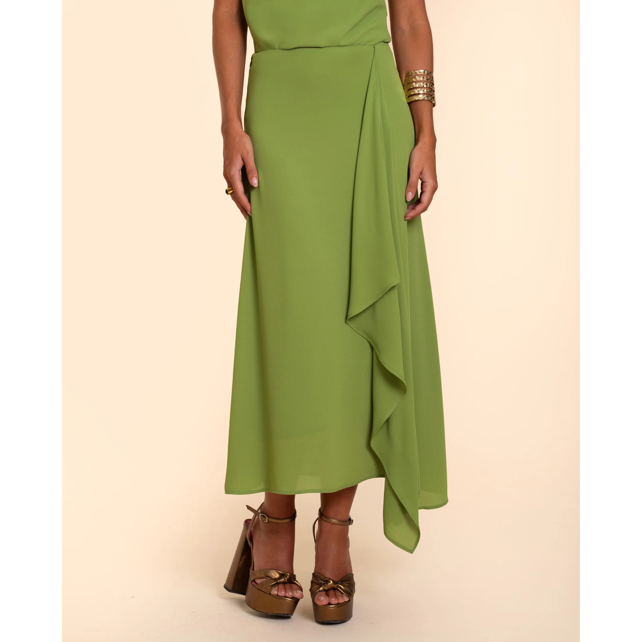 Falda midi con drapeado