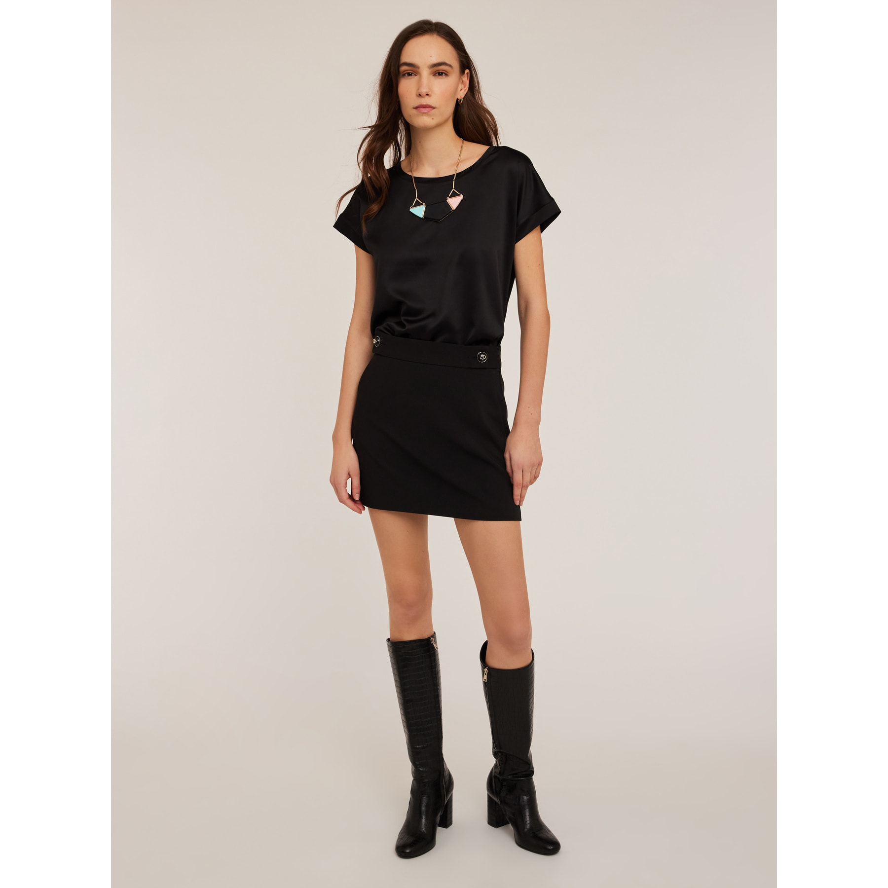 Motivi - Camiseta bimaterial - Negro