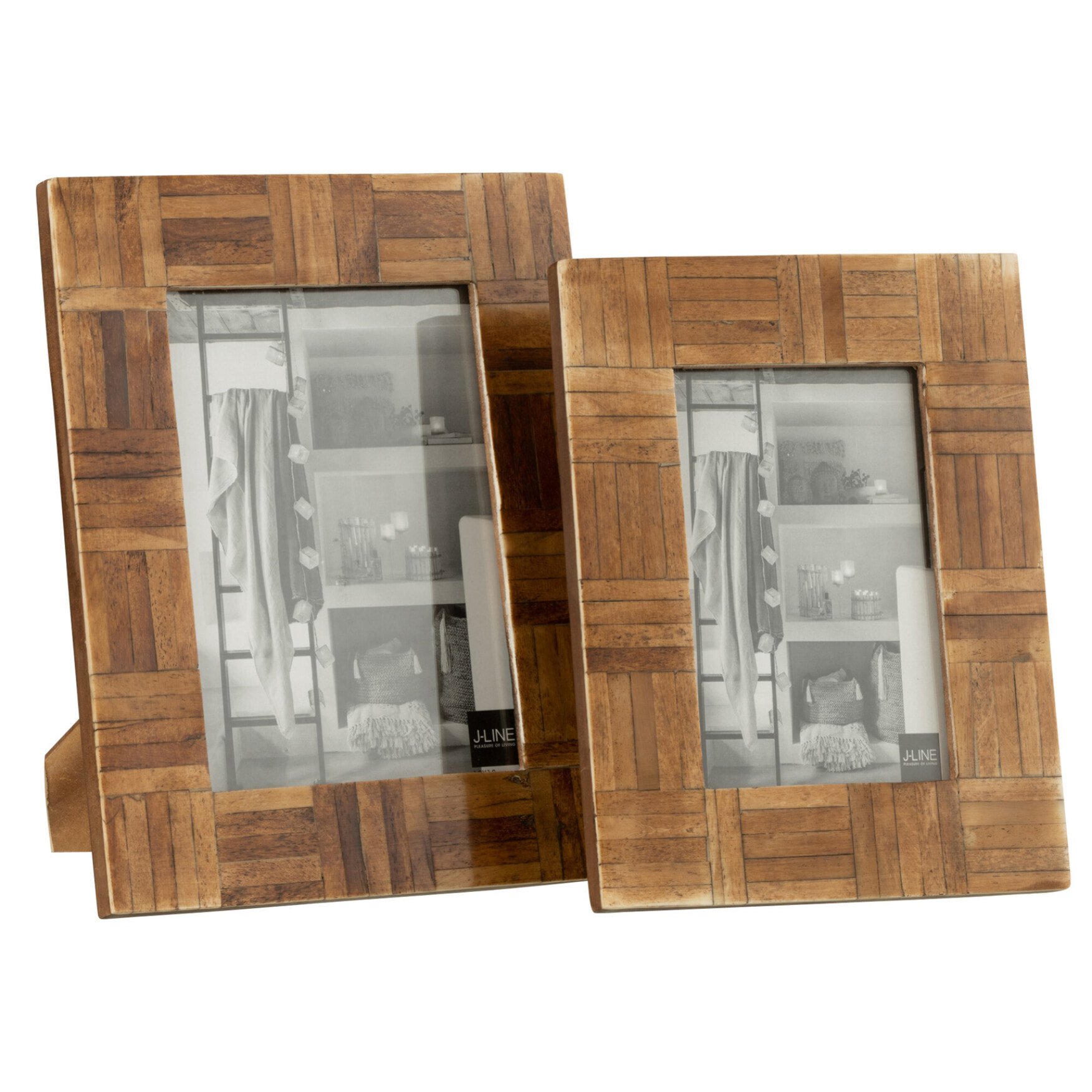 Cadre photo J-Line - cadre photo rectangle - bois - marron - grand.